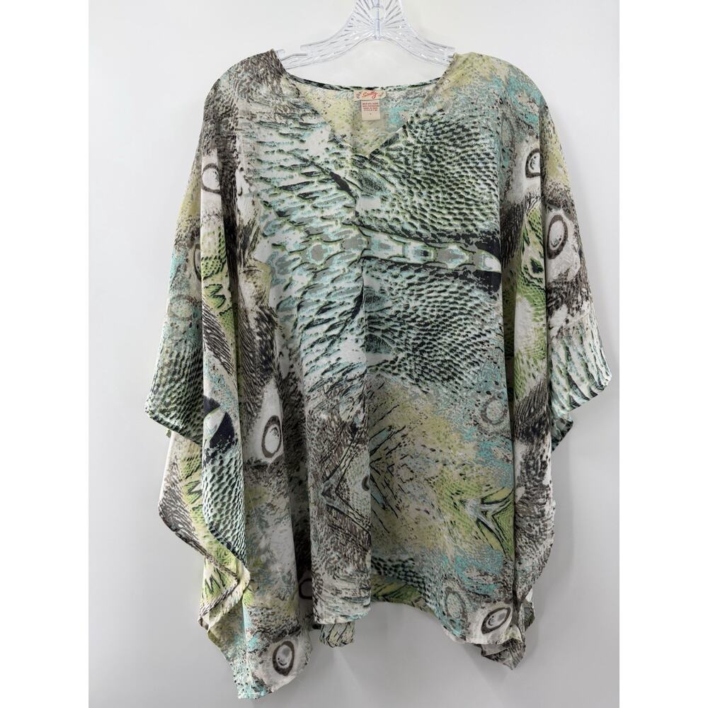Scully Women’s Batwing Tunic Snake Animal Print Lightweight Semi Sheer Size L